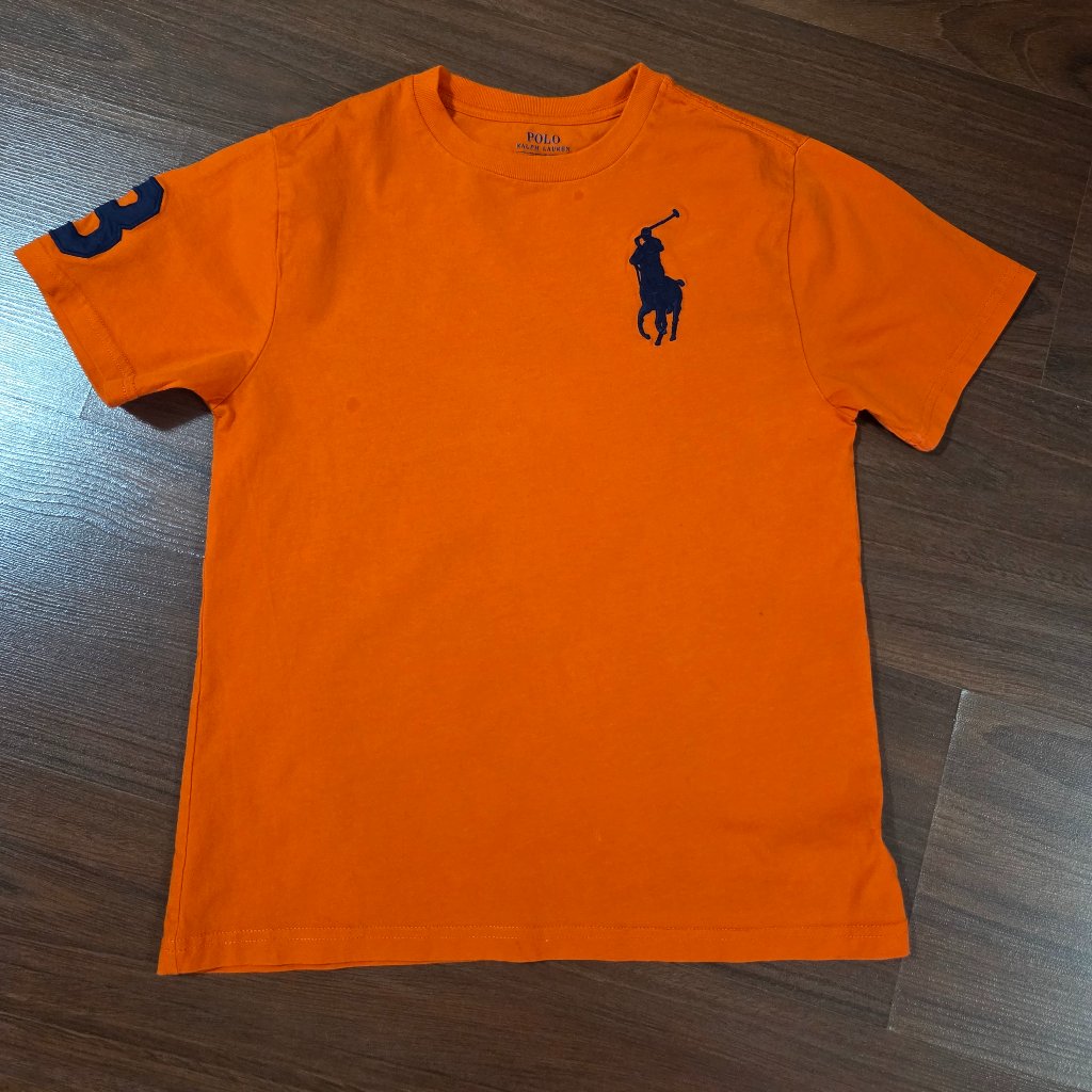 Ralph Lauren Boys Big Pony Short Sleeve T Shirt With Navy Blue Polo Logo